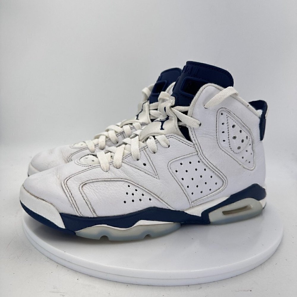 Nike Air Jordan 6 Retro Midnight Navy White Youth Shoes 384665-141 Size 7Y
